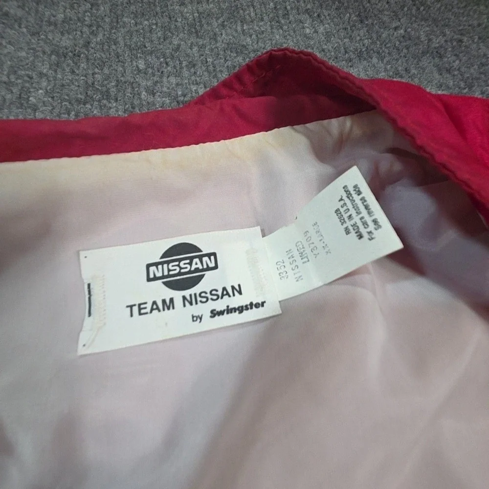 Vintage Nissan Team Jacket Mens Large Red Blue Full Zip Windbreaker Racing